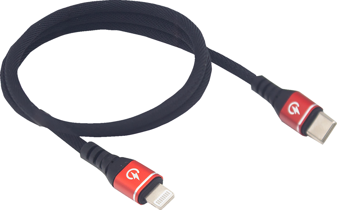 RIDEPOWER Male USB-C to Male Lightning Cable - Phone - Charger - 24" - Black