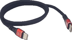 RIDEPOWER Male USB-C to Male USB-C Cable - Phone - Charger - 12" - Black/Red