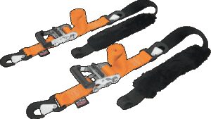 POWERTYE MFG. Big Daddy Tie-Downs - 2" - 2 Snap-hook Ends - Sewn-in Soft-Tye - Orange