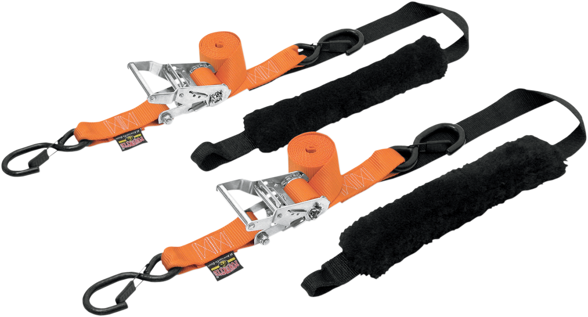 POWERTYE MFG. Deluxe Ratchet Tie-Downs - 1-1/2" x 6-1/2' - Orange
