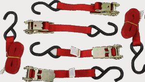 STEADYMATE Ratchet Tie-Downs - 1" x 1' - 4 Pack - Red