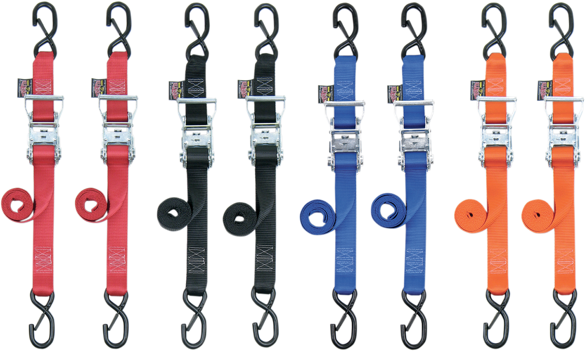 POWERTYE MFG. Ratchet Tie-Downs - 1-1/2" x 6-1/2' - Orange - Image 2