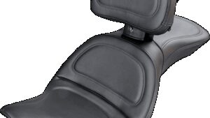 SADDLEMEN Seat - Explorer™ - With Backrest - Stitched - Black - FXDWG '96-'03