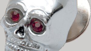 DRAG SPECIALTIES Skull with Red Eyes - Small - Chrome