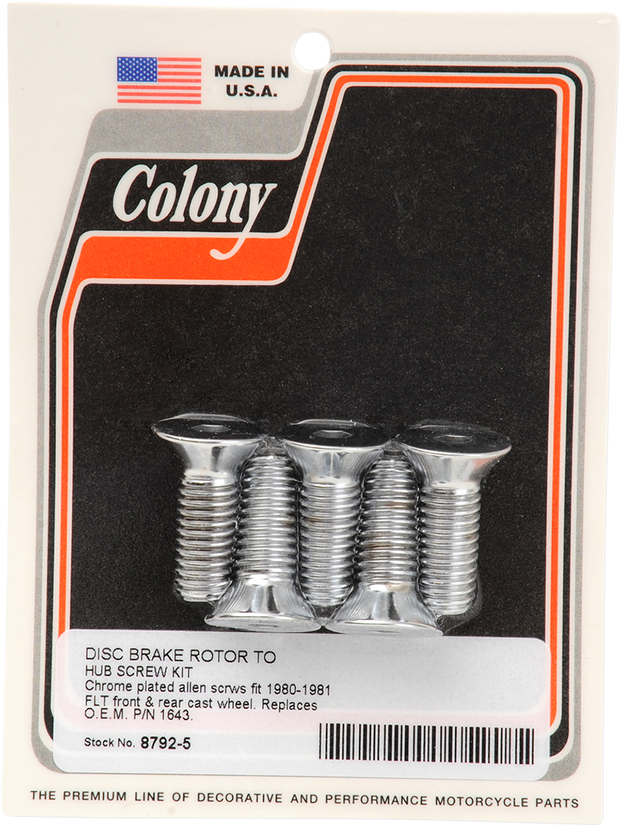 COLONY Mounting Hardware Kit without Nuts - Brake Rotor - Socket-Head/Countersunk - 1-1/4"