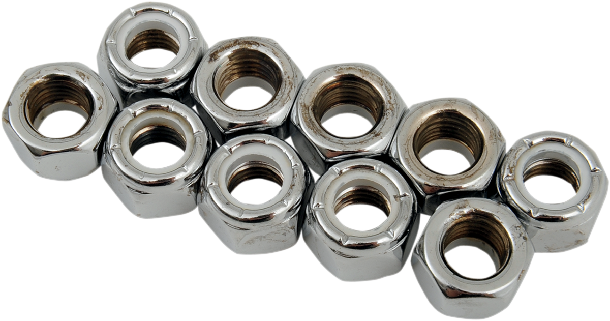 DRAG SPECIALTIES Nuts - Nylon - Chrome - 5/16"-24