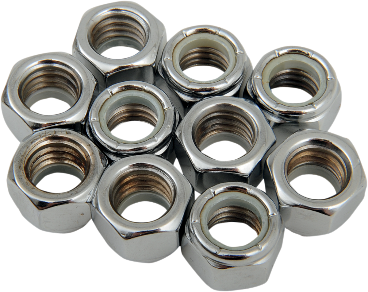 DRAG SPECIALTIES Nuts - Nylon - Chrome - 7/16"-14