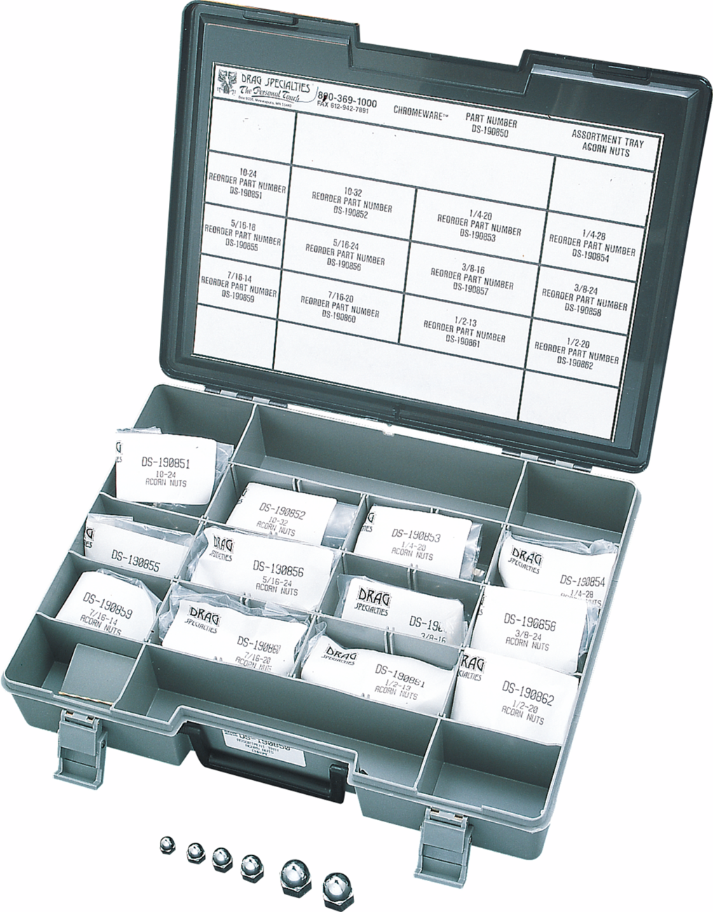 DRAG SPECIALTIES Nut Assortment - Acorn - Chrome - Kit