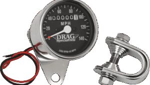 DRAG SPECIALTIES 2.4" MPH Mini LED Mechanical Speedometer/Indicators - Chrome Housing - Black Face - 2:1