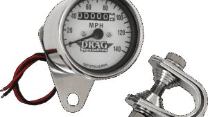 DRAG SPECIALTIES 2.4" MPH Mini LED Mechanical Speedometer/Indicators - Chrome Housing - White Face - 1:1