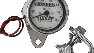 DRAG SPECIALTIES 2.4" MPH Mini LED Mechanical Speedometer/Indicators - Chrome Housing - White Face - 2:1