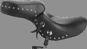 MUSTANG Seat - Wide - Touring - Without Backrest - One-Piece - Chrome Studded - Black w/Conchos - VT1100