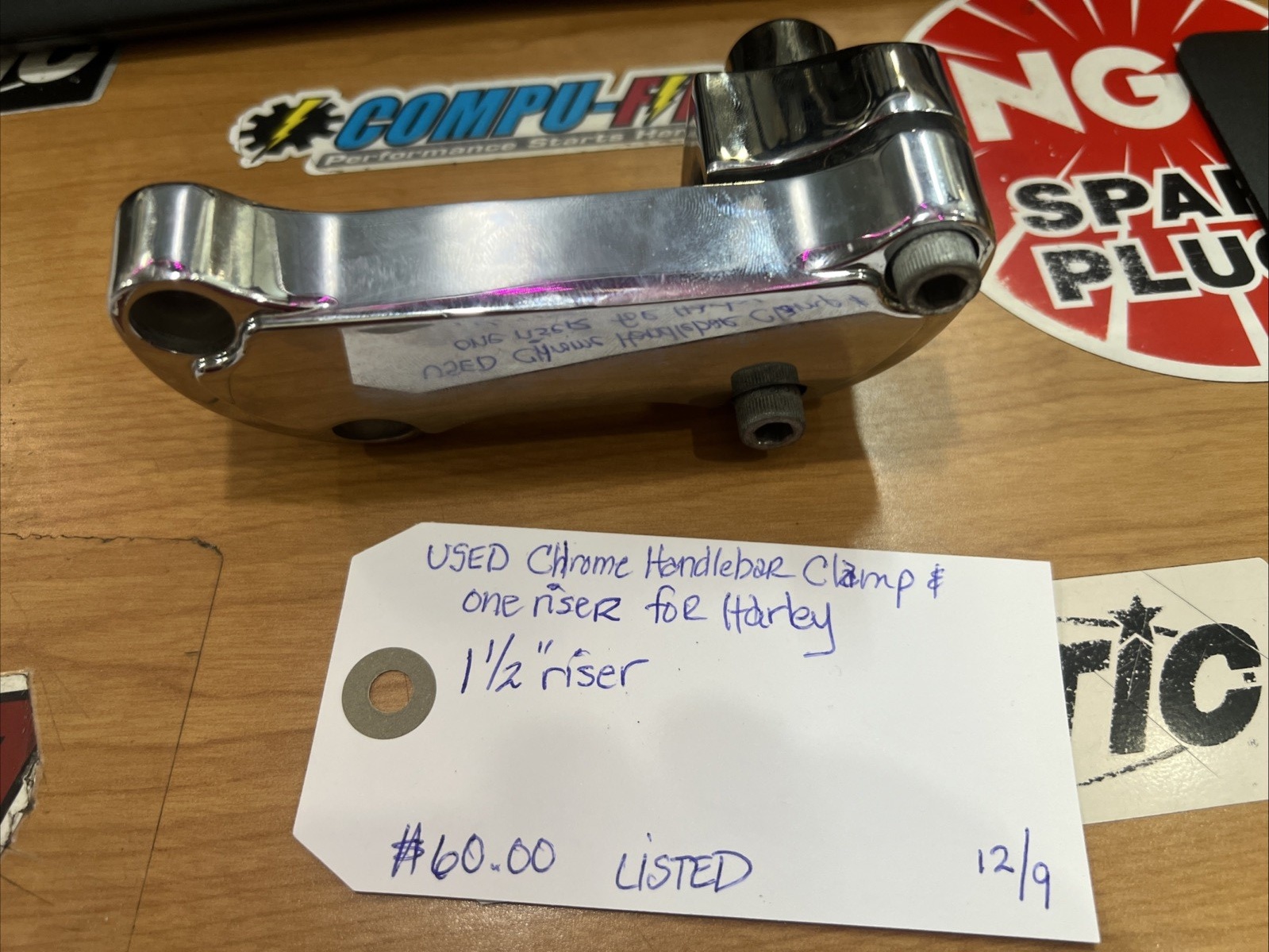 Chrome Handlebar Clamp & Riser For Harley  | Knobtown Cycle