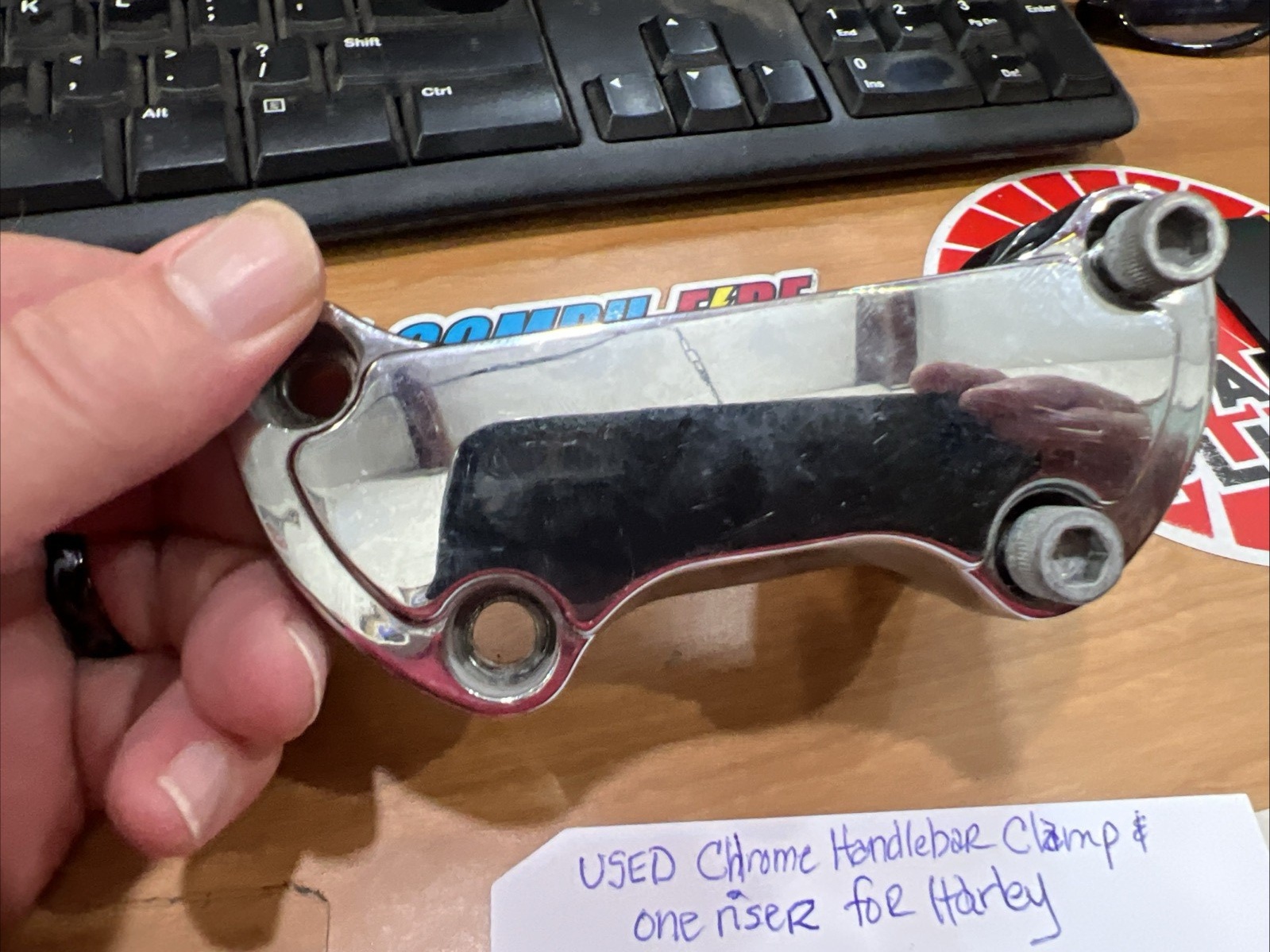 Chrome Handlebar Clamp & Riser For Harley  | Knobtown Cycle