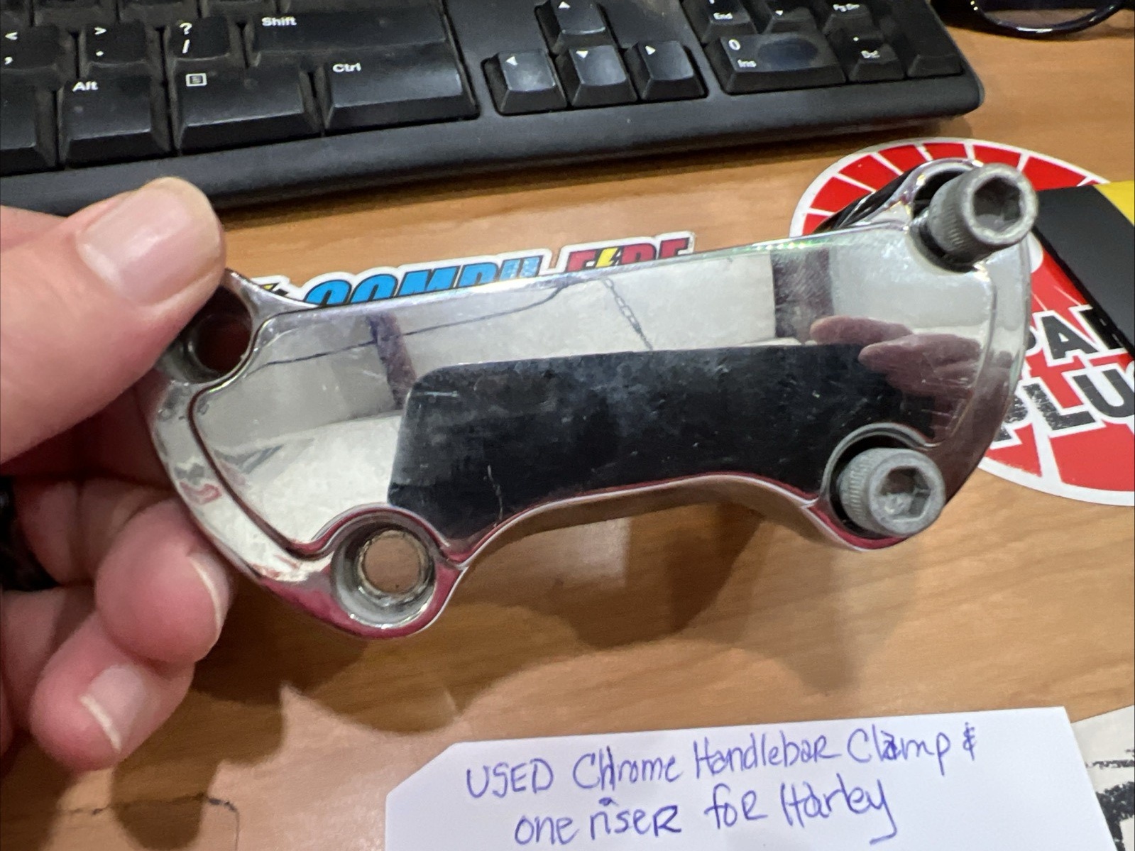 Chrome Handlebar Clamp & Riser For Harley  | Knobtown Cycle