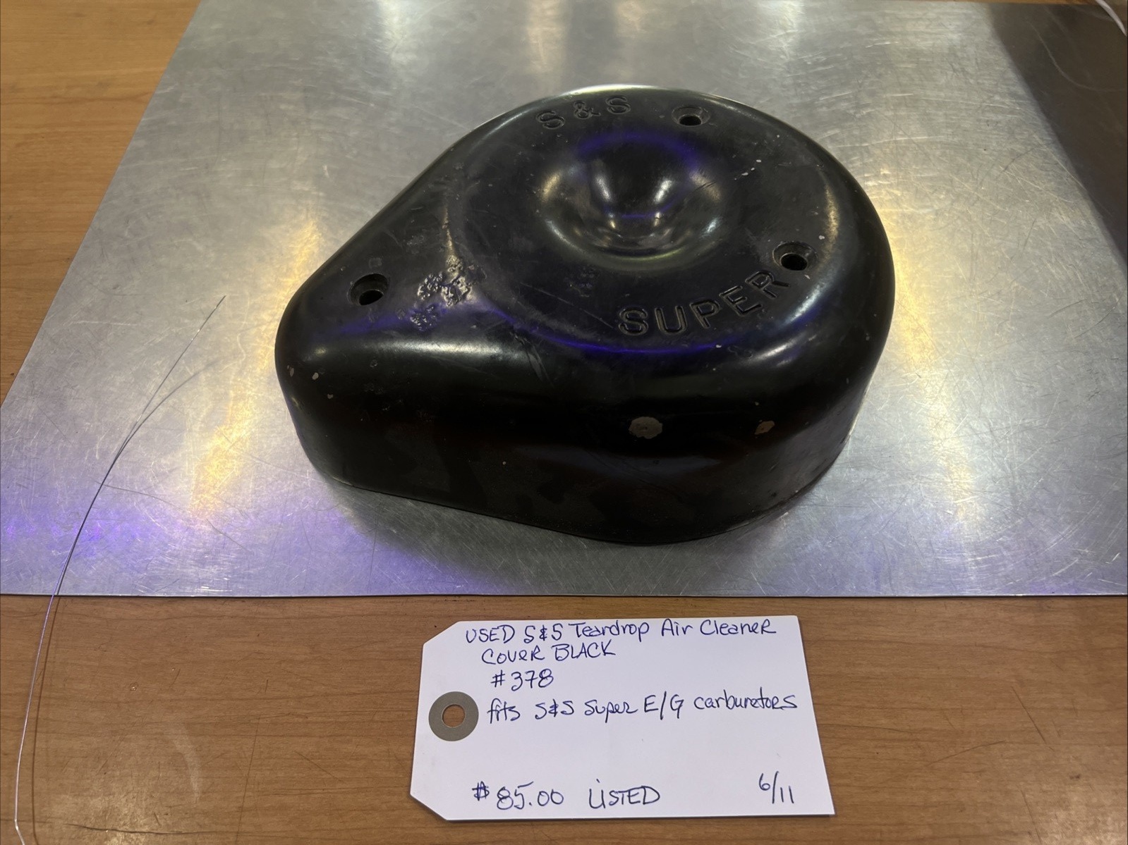 S&S Teardrop Air Cleaner Cover Black #378 | Knobtown Cycle