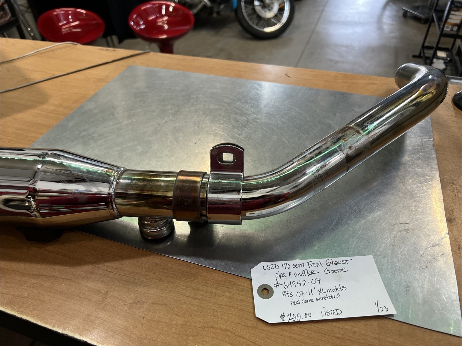 Harley Davidson oem Front Exhaust Pipe & Muffler Chrome