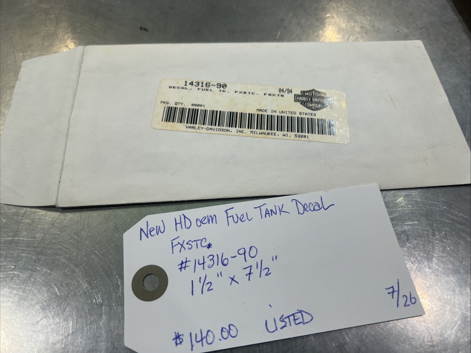 Harley Davidson oem Fuel Tank Decal FXSTC #14316-90