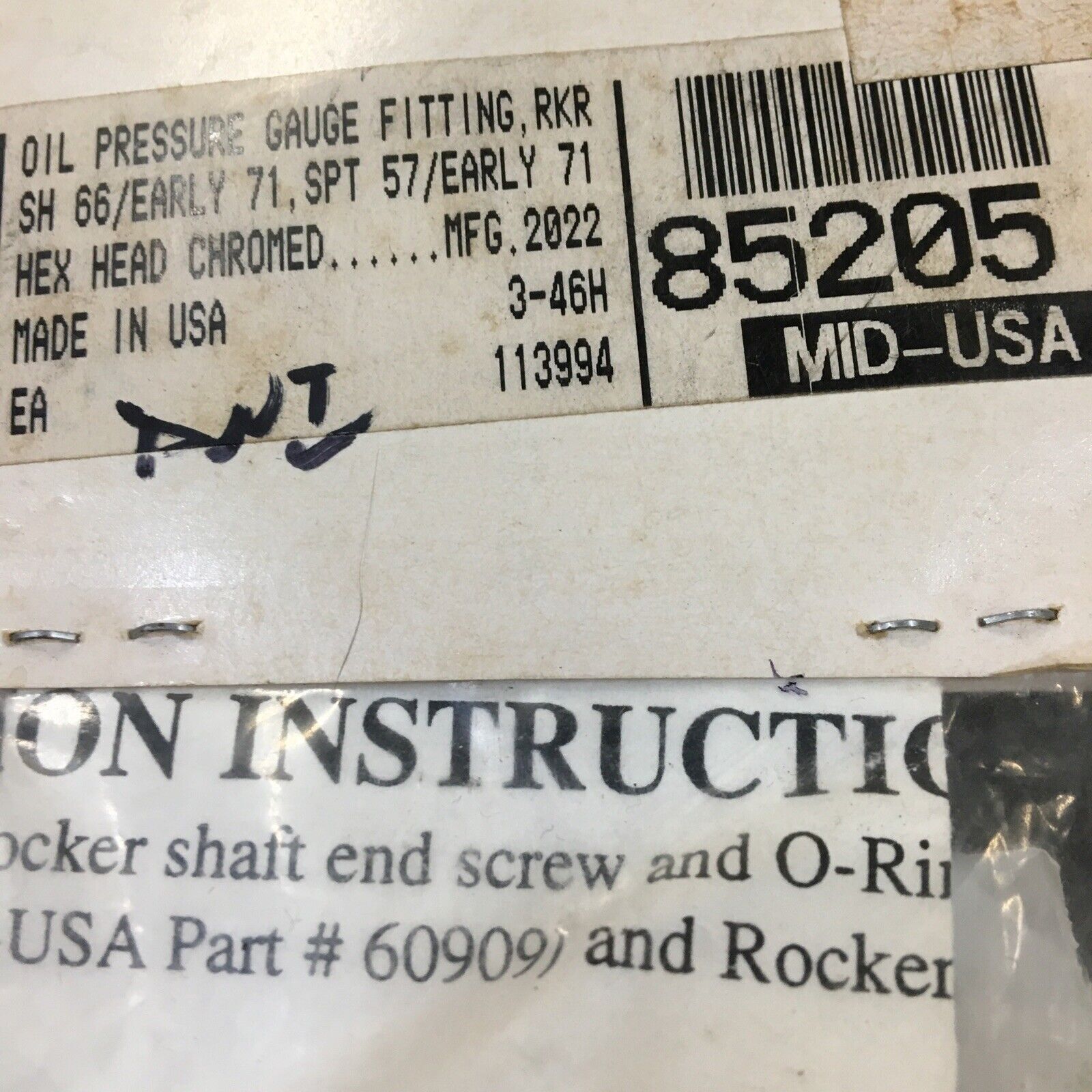 Mid-Usa chrome hex head oil gauge fitting #2022