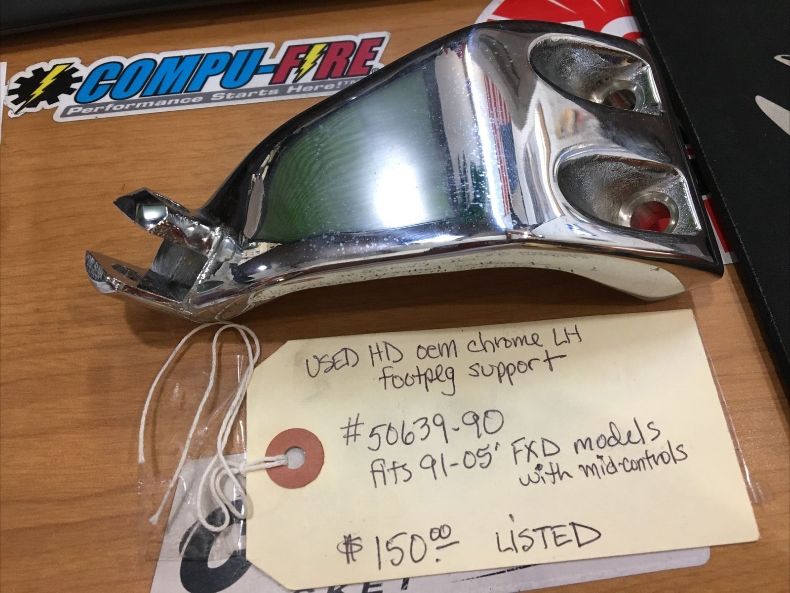 Harley Davidson Oem Chrome LH Footpeg Support #50639-90