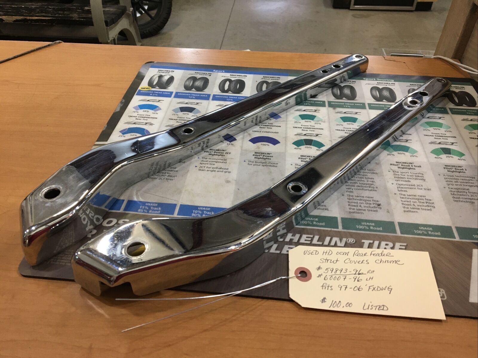 Harley Davidson oem Rear Fender Strut Covers Chrome