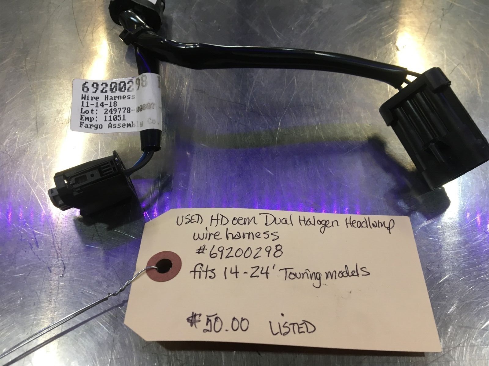 Harley Davidson oem Dual Halogen Headlamp Wire Harness