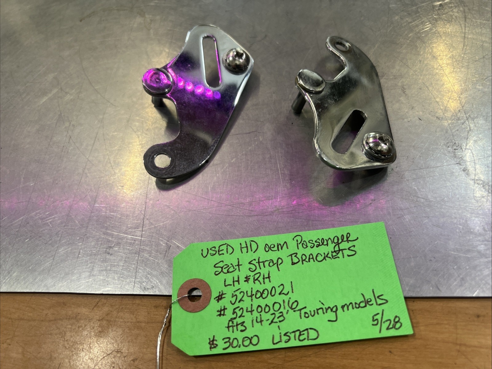 Harley Davidson oem Passenger Seat Strap Brackets LH & RH