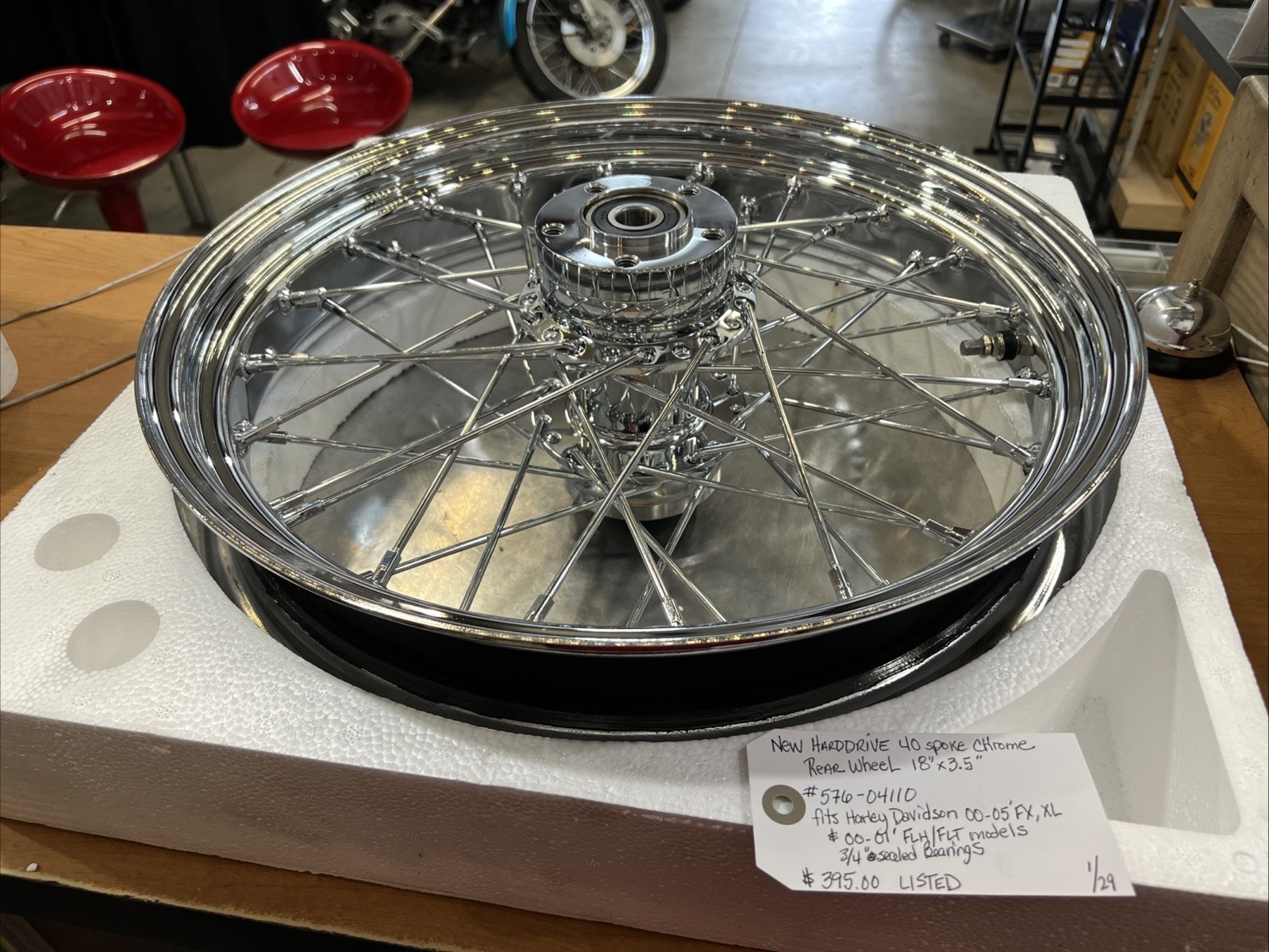 40 Spoke Chrome Rear Wheel 18”x3.5” #576-04110