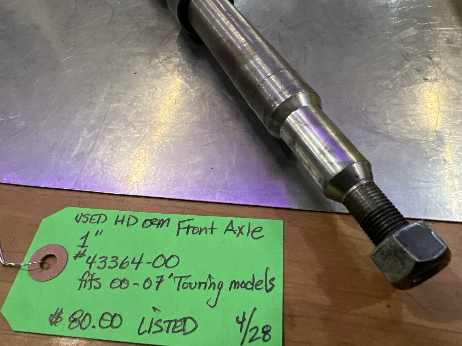 Harley Davidson oem Front Axle 1” #43364-00