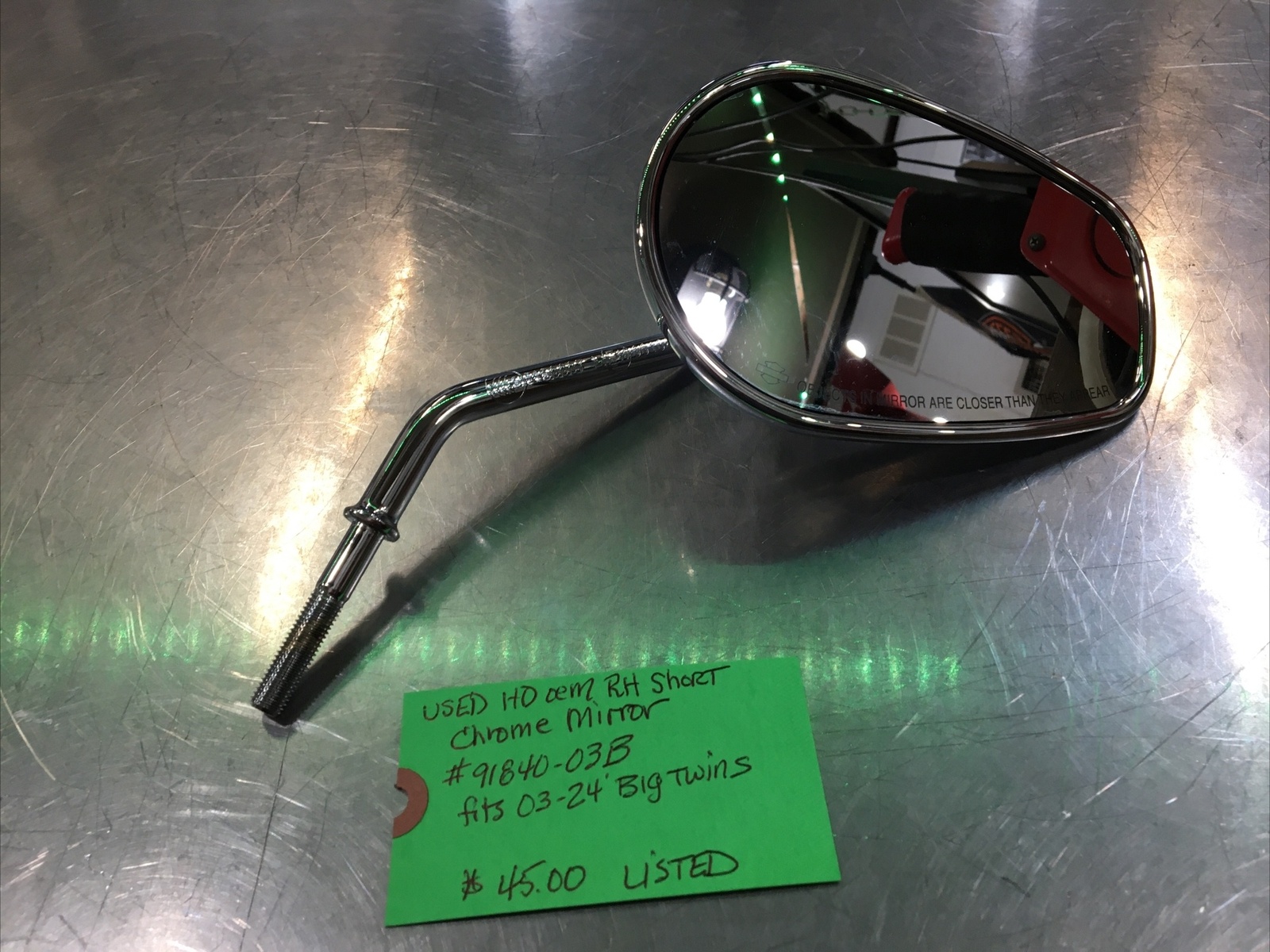 Harley Davidson oem RH Short Chrome Mirror #91840-03B