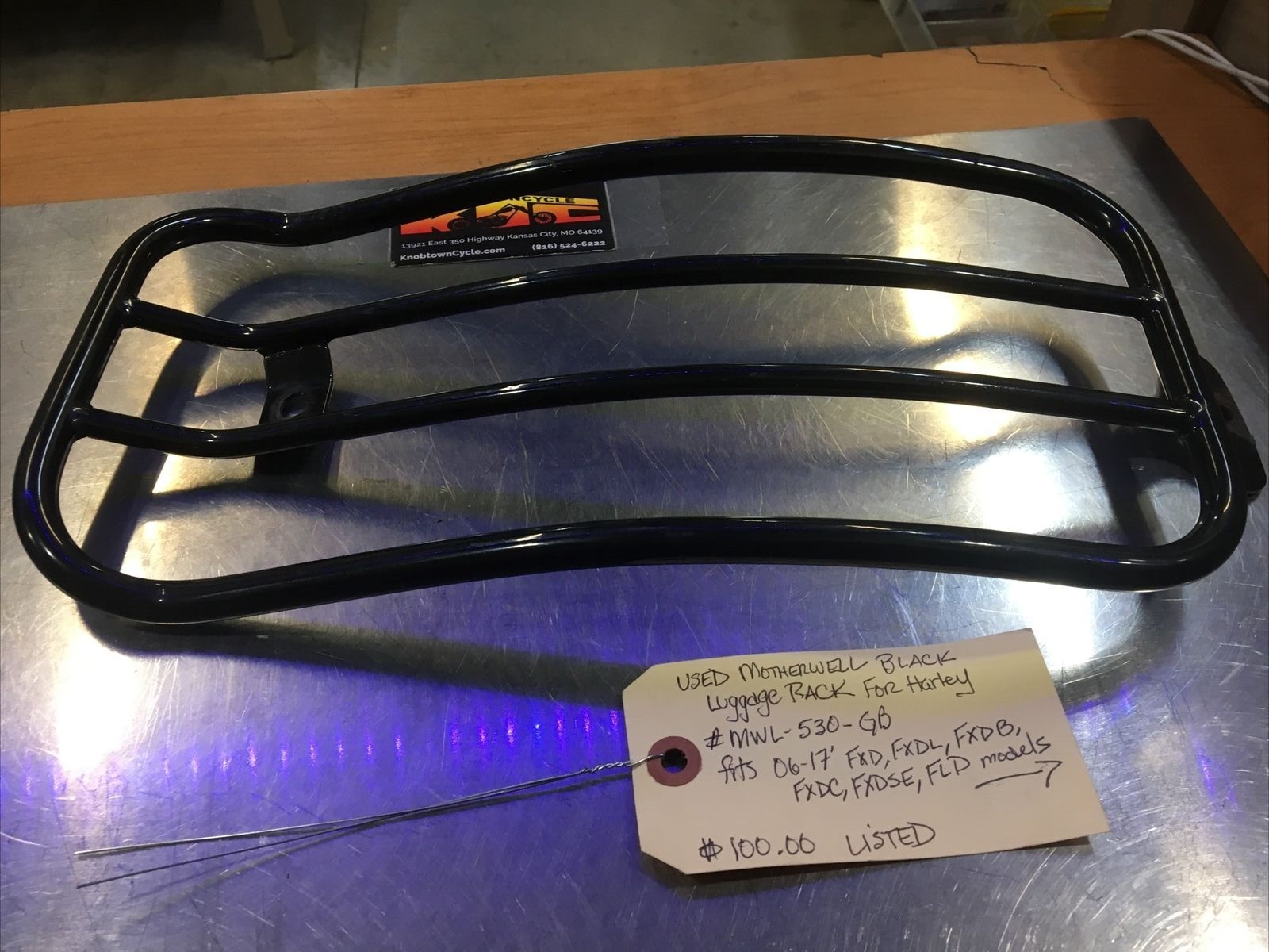 Black Luggage Rack For Harley #MWL-530-GB | Knobtown Cycle