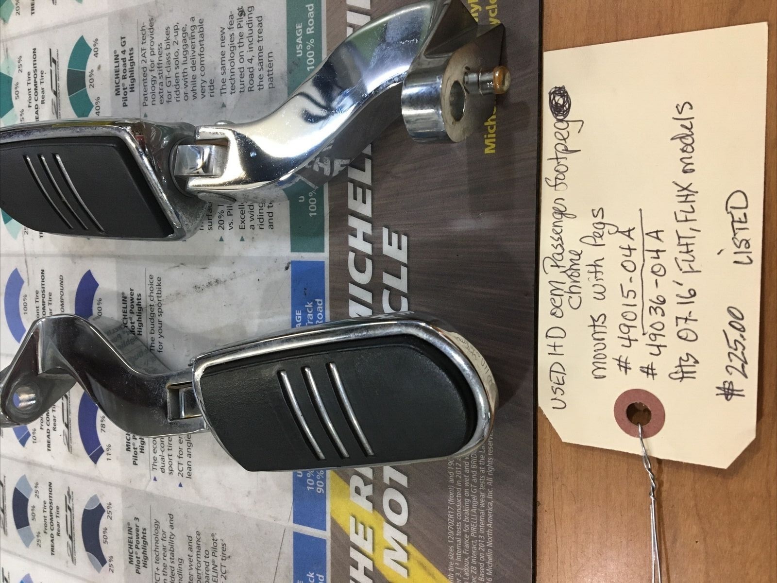 Harley Davidson oem Chrome Passenger Footpeg Mounts With