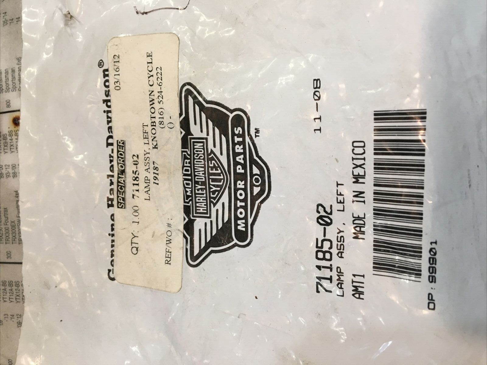 Harley Davidson OEM Handlebar Switch LH Lamp assembly