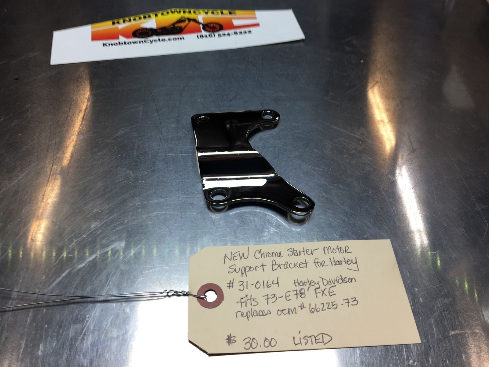 Chrome Starter Motor Support Bracket For Harley #31-0164