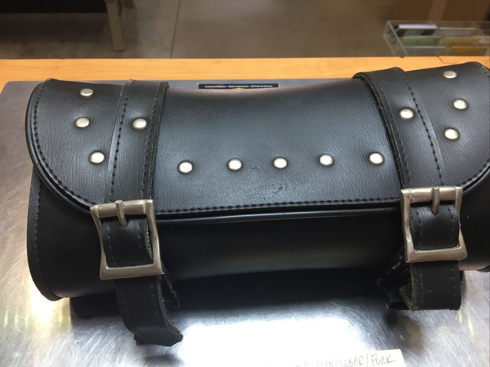 Leather Handlebar/Fork Bag With Studs | Knobtown Cycle