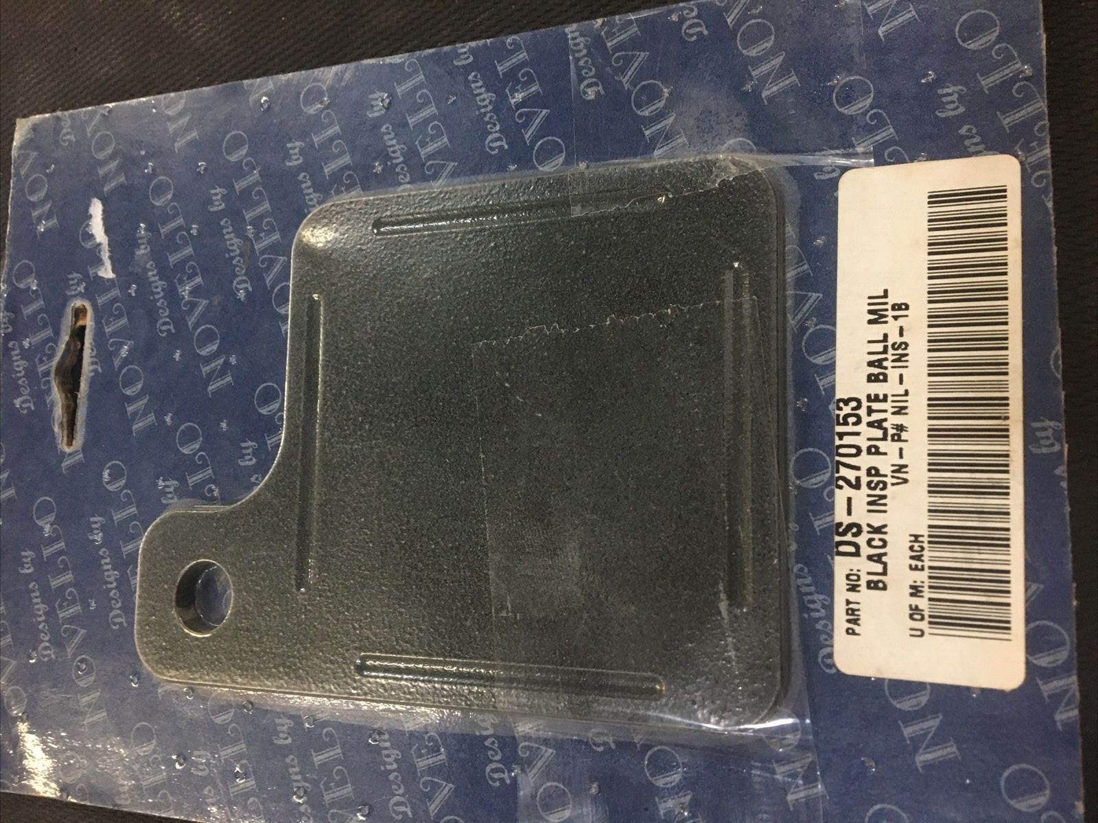 Black ball milled inspection tag plate #DS-270153