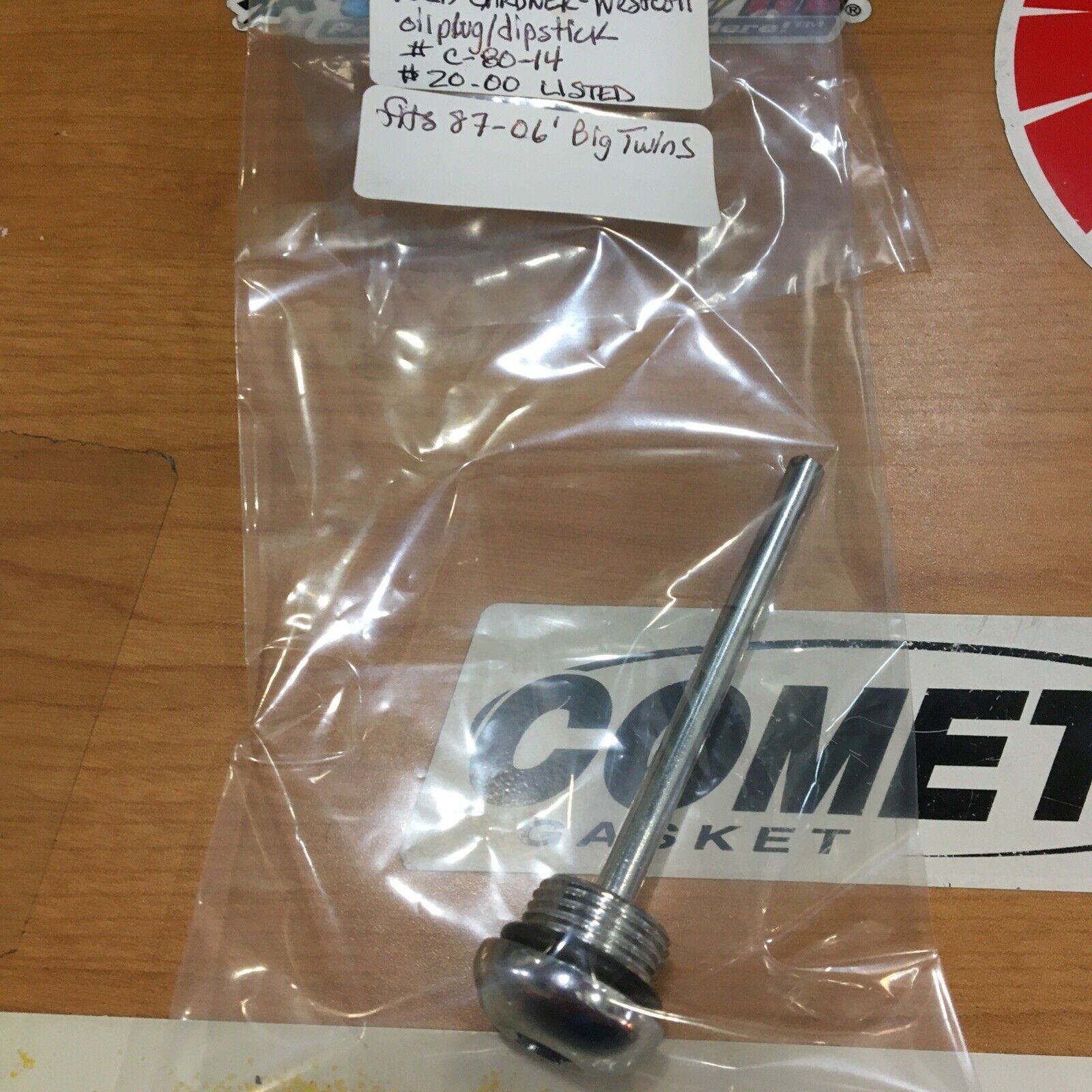 chrome oil plug/dipstick for Harley #C-80-14