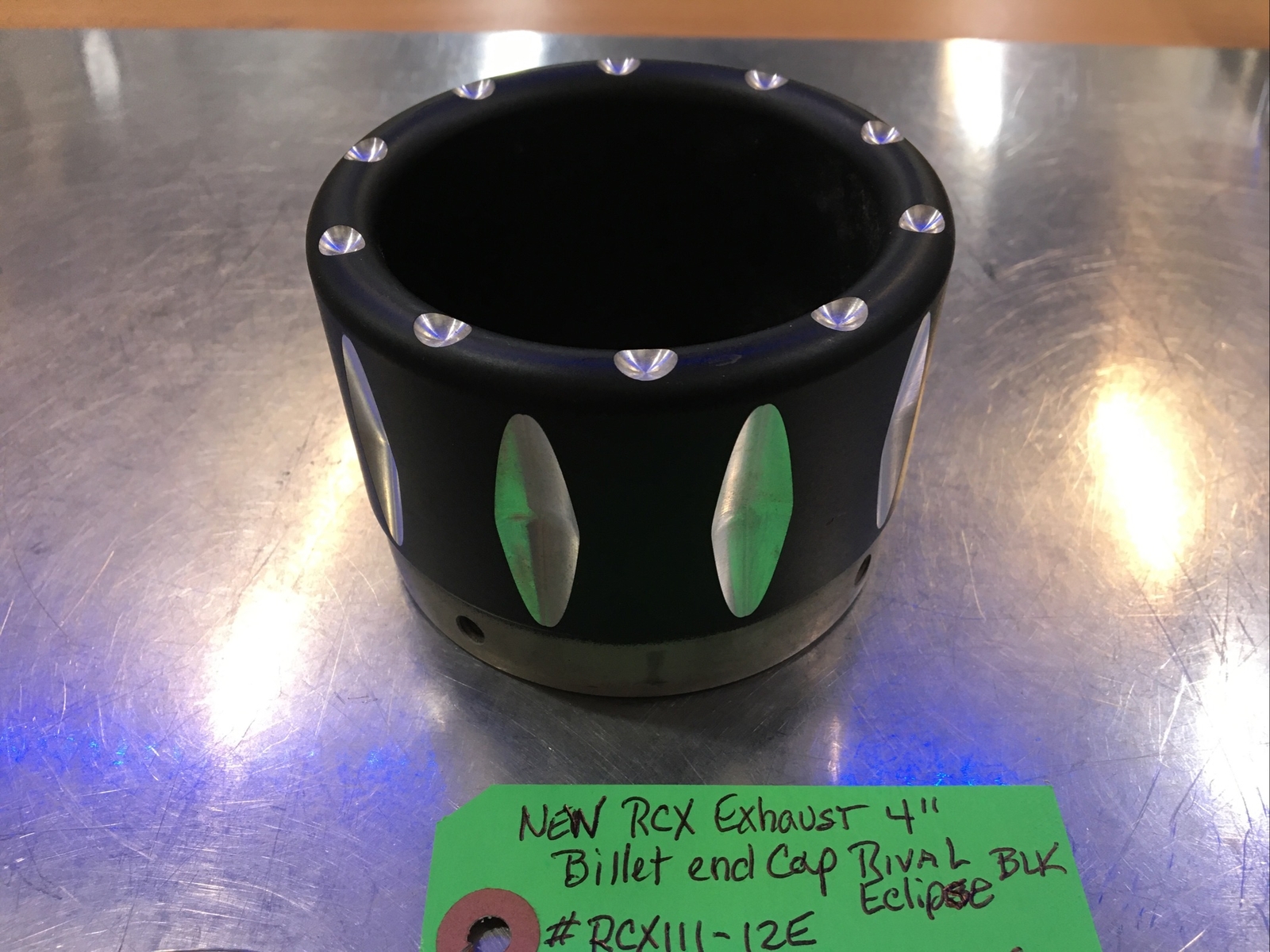 RCX Exhaust 4” Billet End Cap Rival Eclipse Black