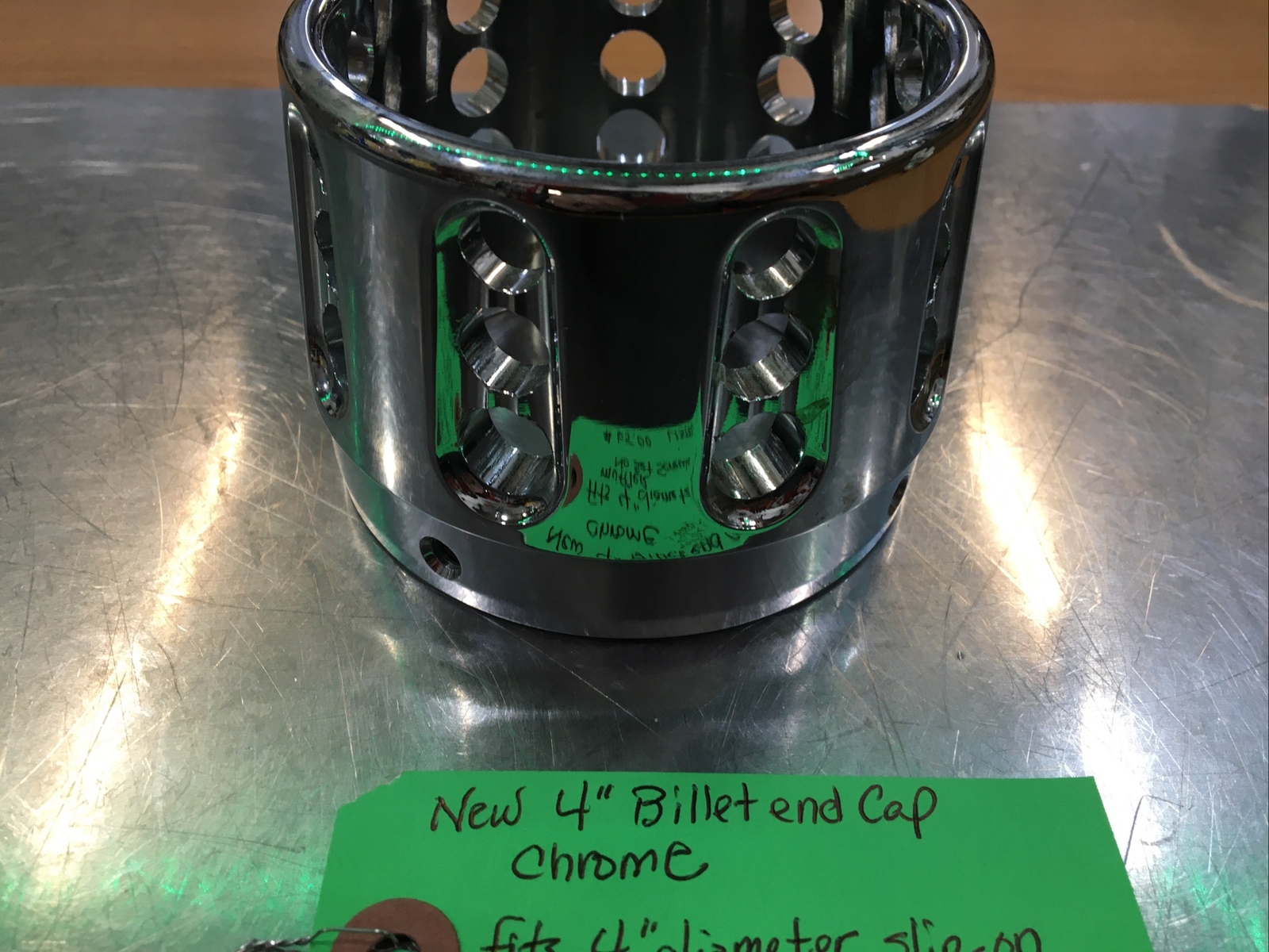 4” Exhaust Billet End Cap Chrome  | Knobtown Cycle