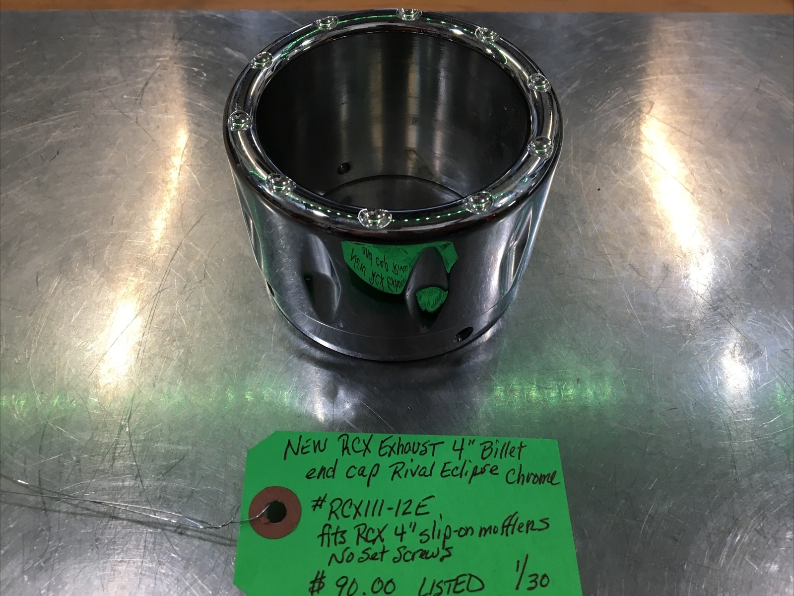 RCX Exhaust 4” Billet End Cap Rival Eclipse Chrome