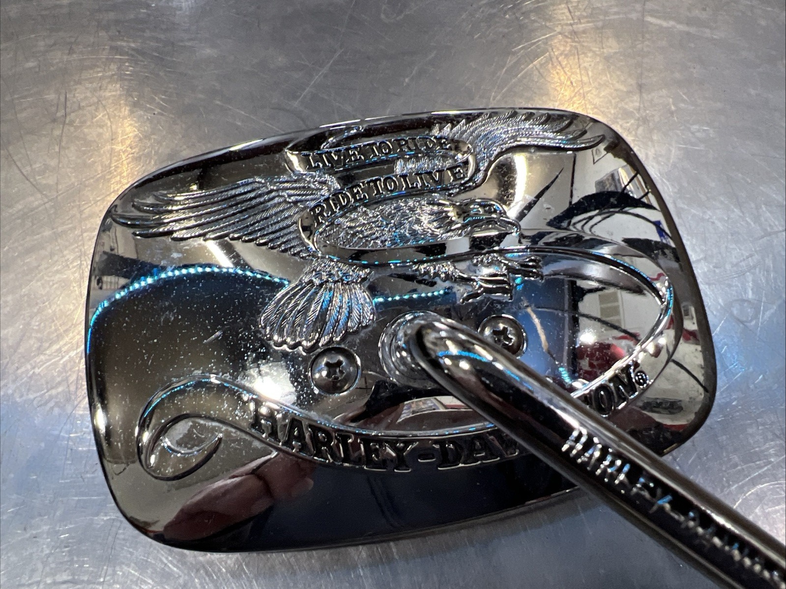 Harley Davidson Live To Ride RH Mirror Long Stem