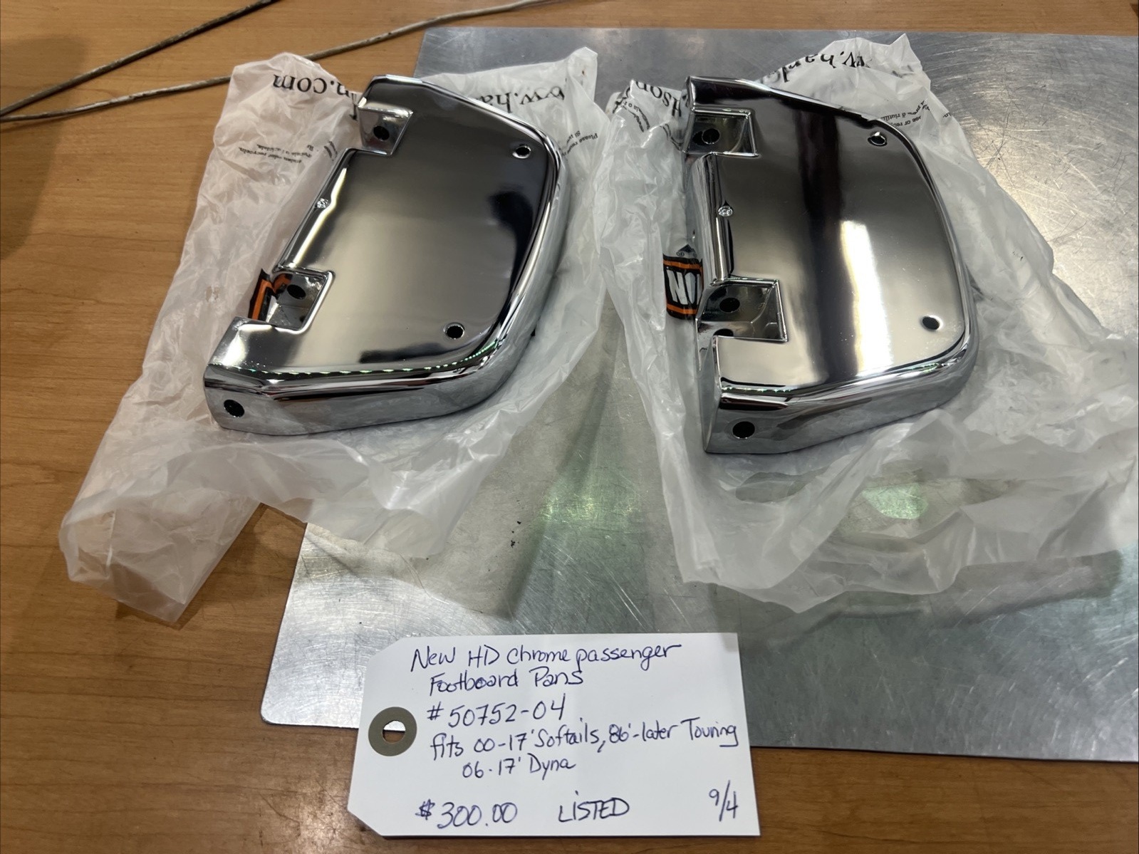Harley Davidson Chrome Passenger Footboard Pans #50752-04