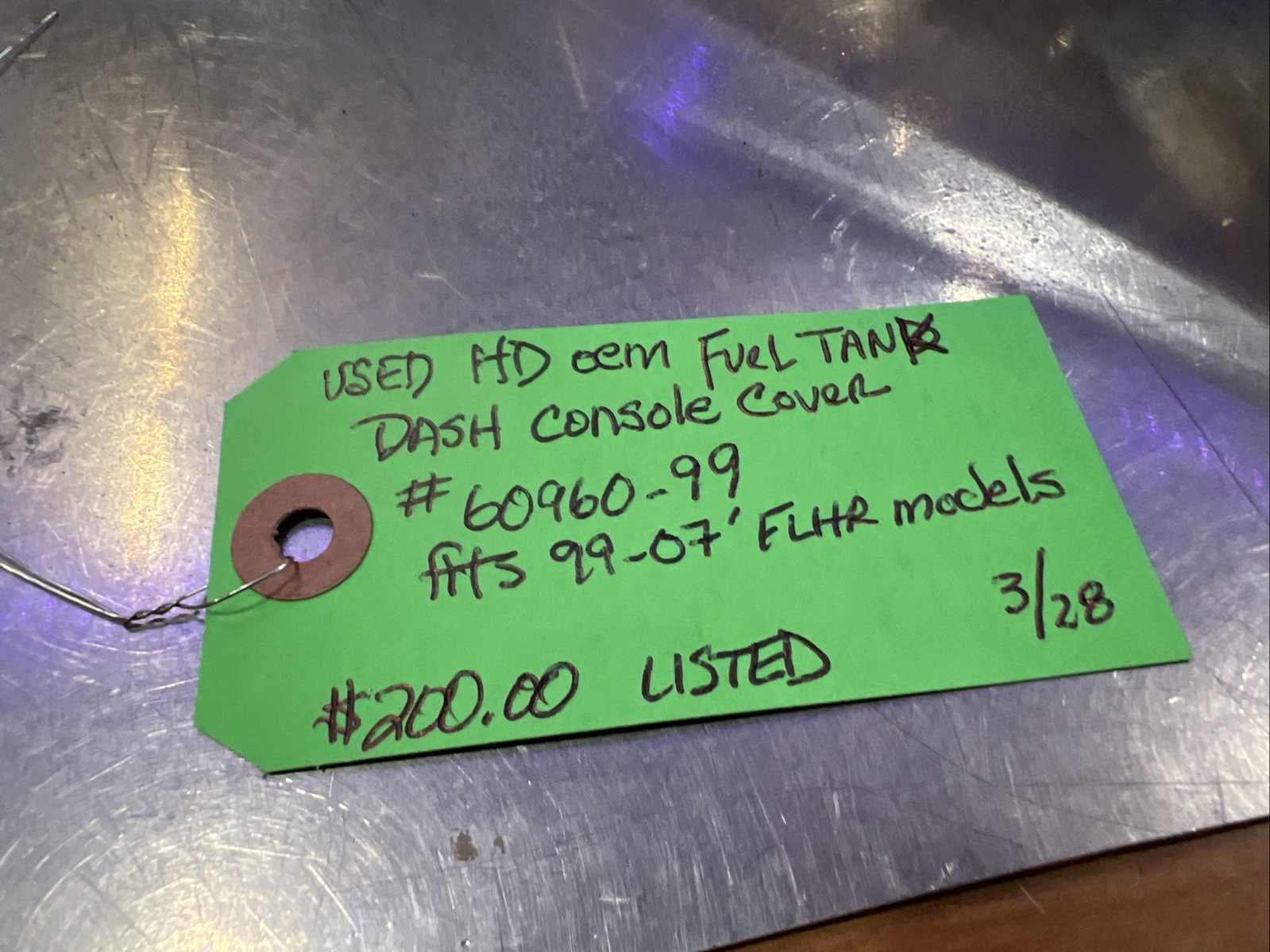 Harley Davidson oem Fuel Tank Dash Console Cover #60960-99