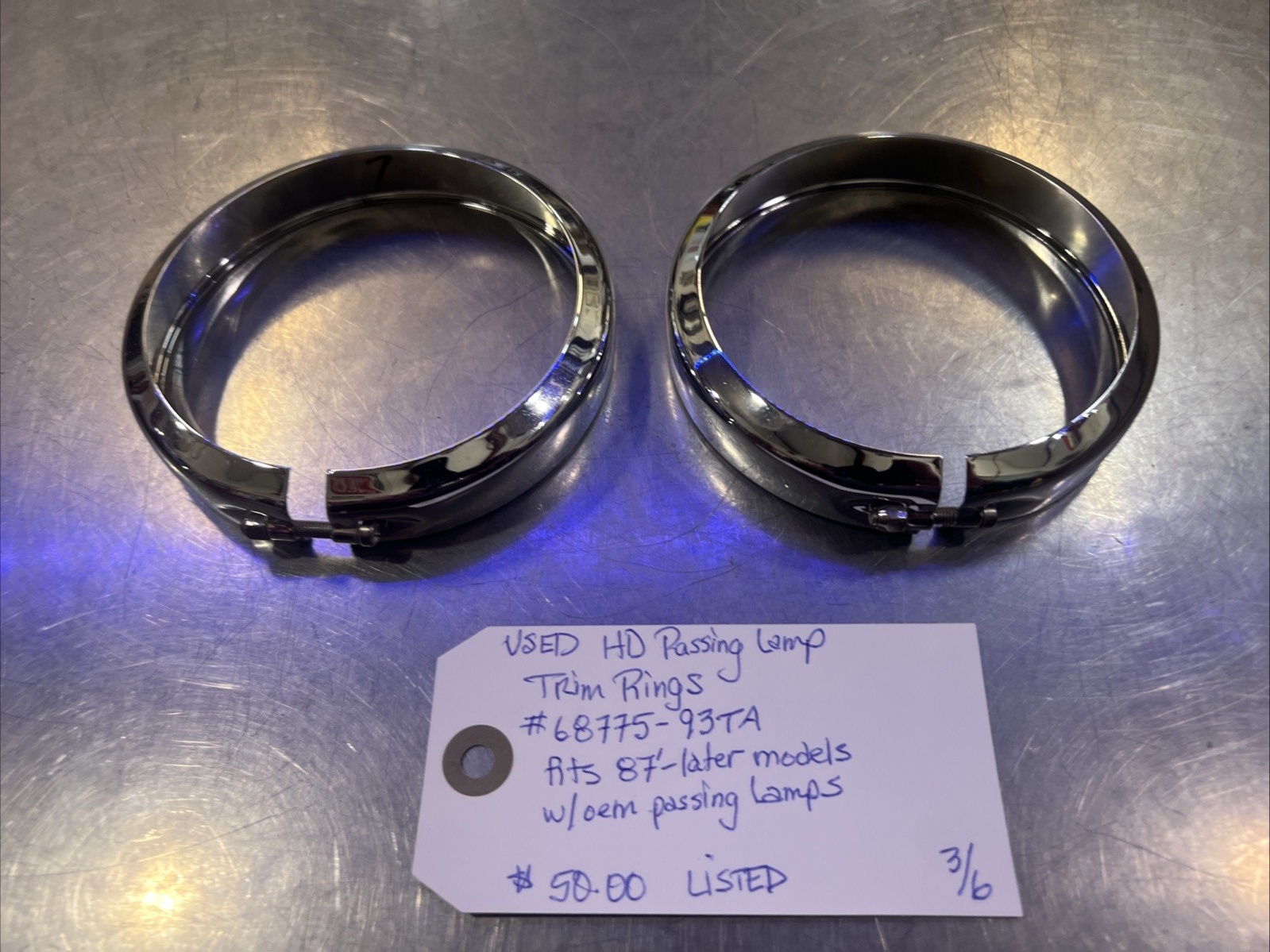 Harley Davidson Passing Lamp Trim Rings #68775-93TA