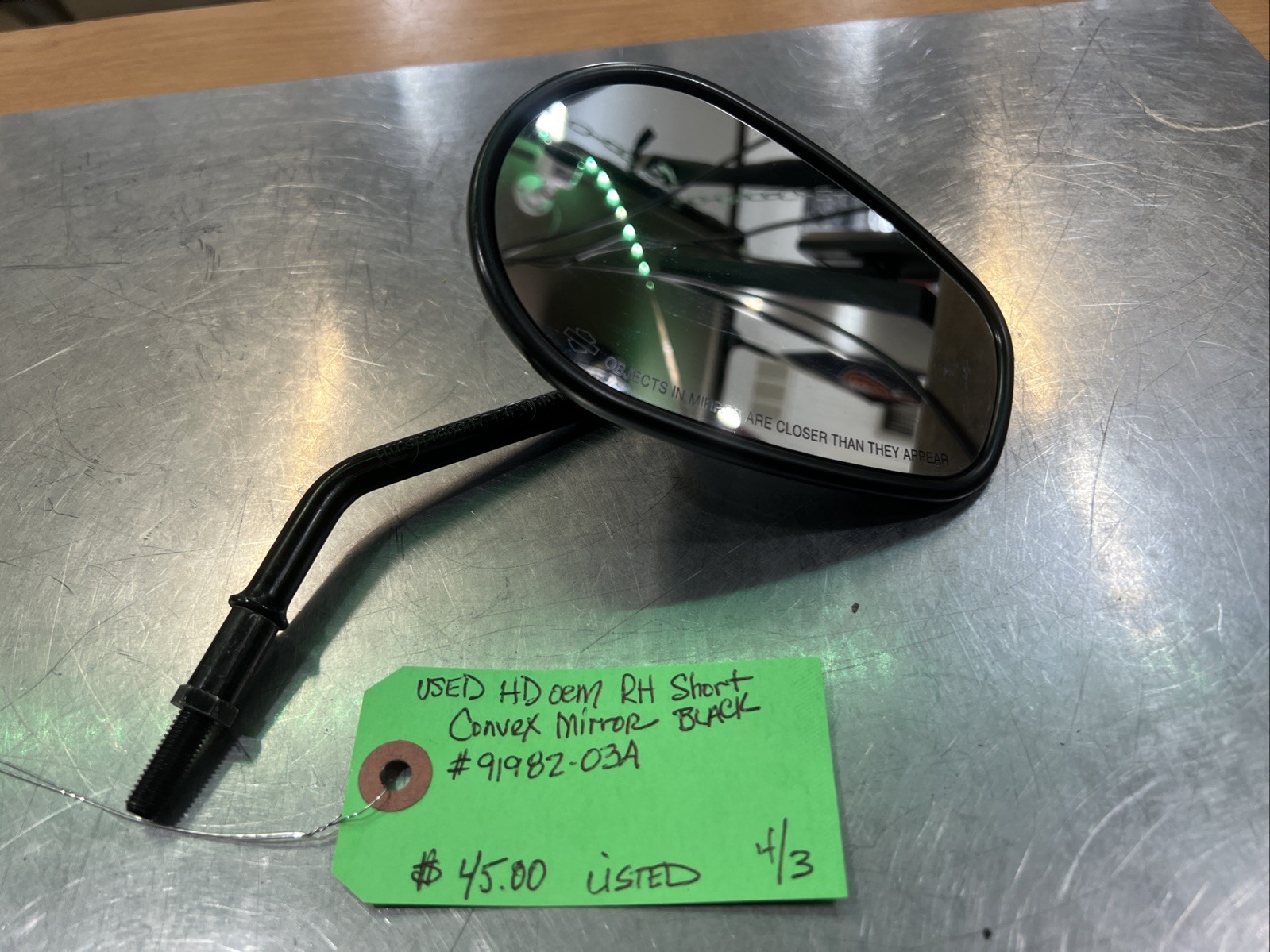 Harley Davidson oem RH Short Convex Mirror Black #91982-03A