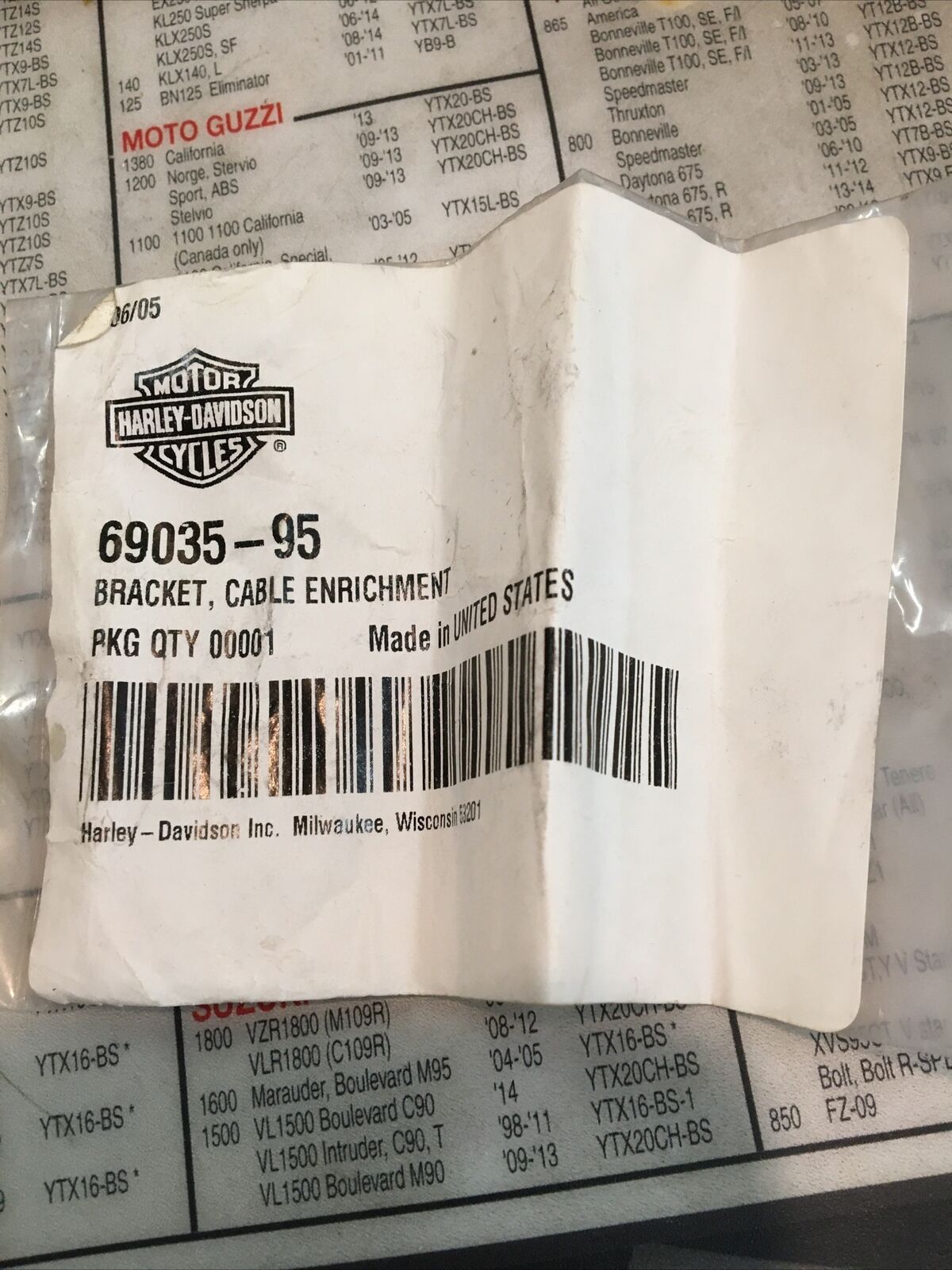 Harley Davidson OEM Enrichment Cable Bracket #69035-95