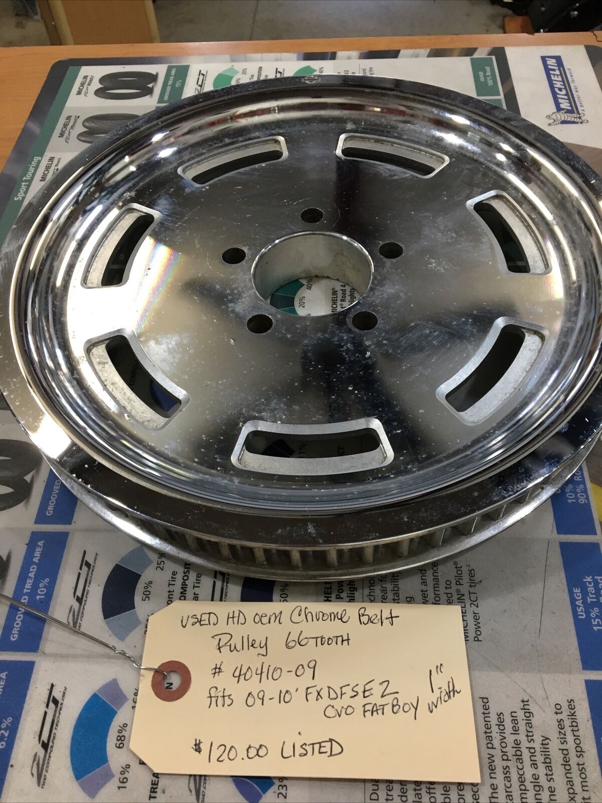 Harley Davidson oem Chrome Belt Pulley 66 Tooth #40410-09