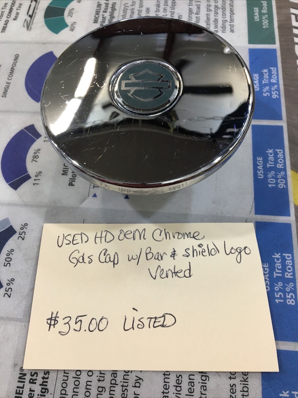 Harley Davidson oem Chrome Gas Cap With Bar & Shield Logo