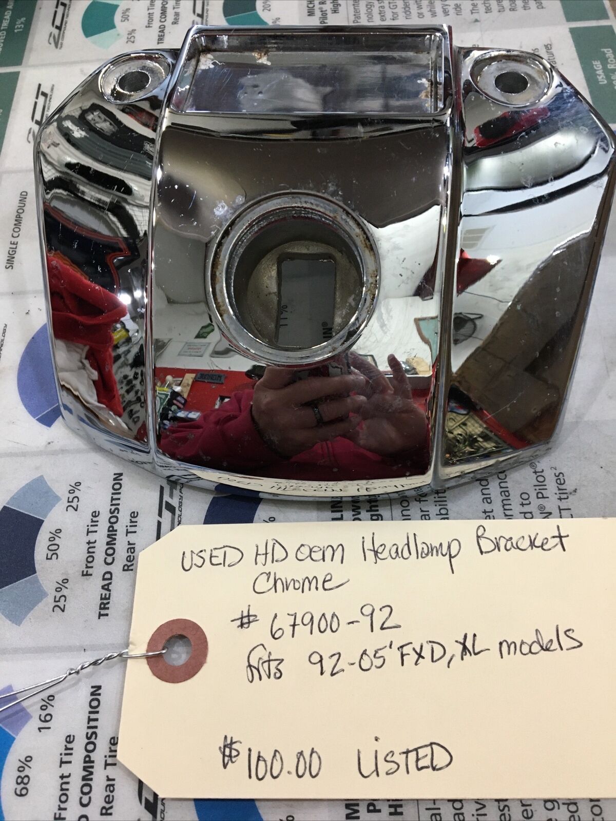 Harley Davidson oem Headlamp Bracket Chrome #67900-92