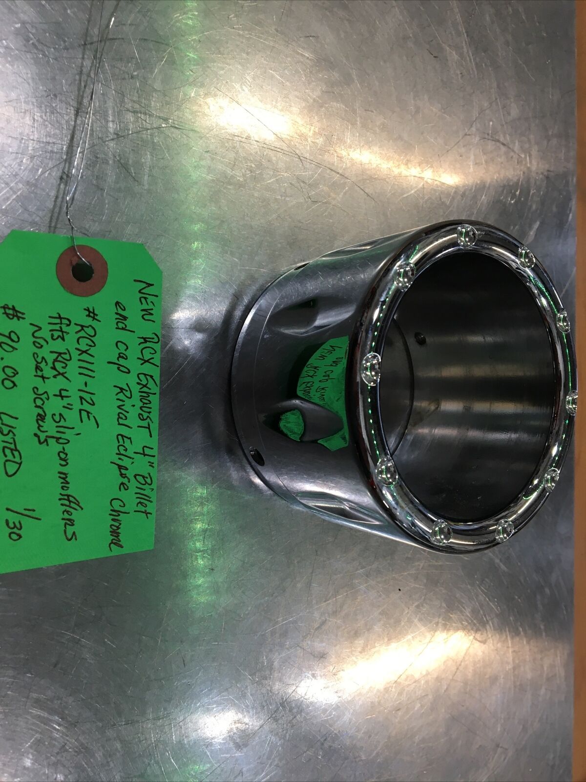 RCX Exhaust 4” Billet End Cap Rival Eclipse Chrome #RCX111-12E